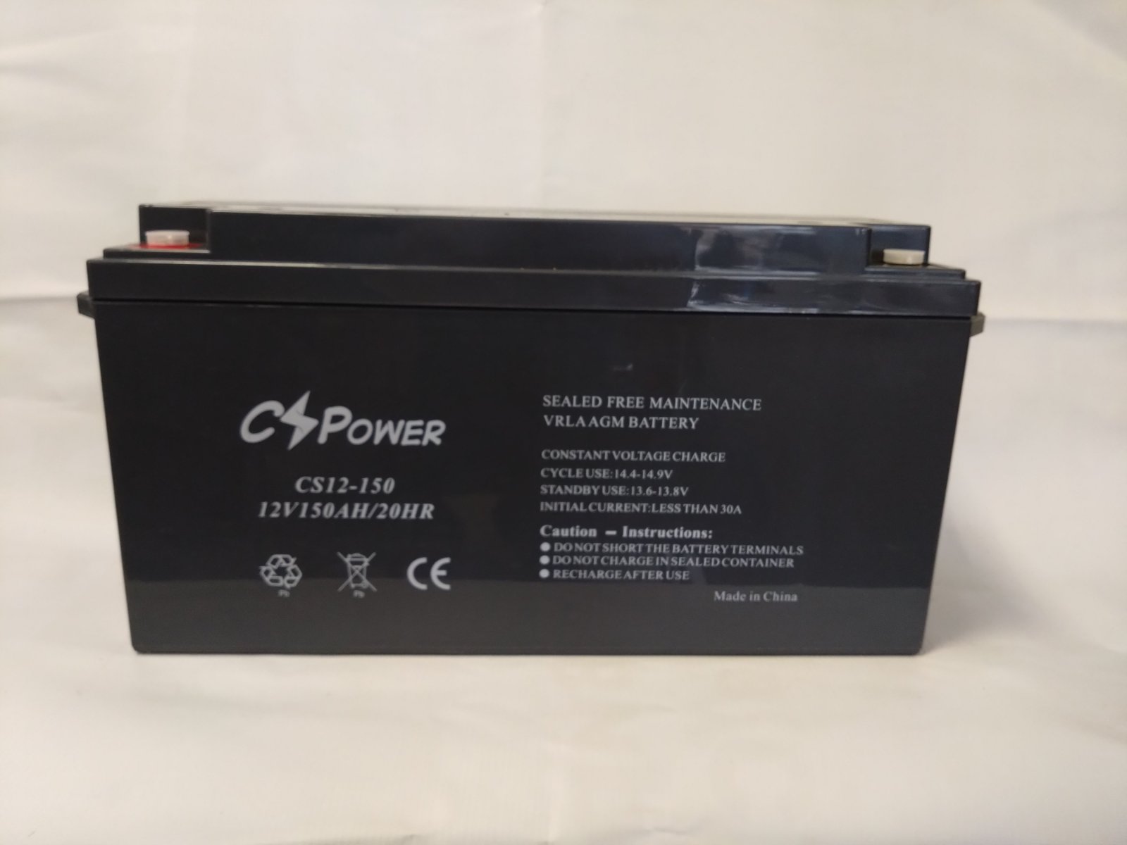 Акумуляторна батарея CS POWER CS12-150B AGM, 150Ah, 12V, 484x171x241(241)мм, M8*18, (CS12-150B)